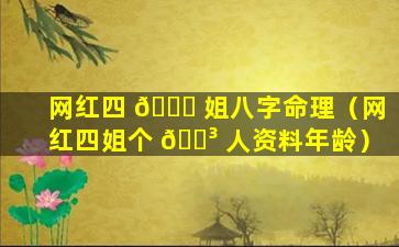 网红四 🐞 姐八字命理（网红四姐个 🌳 人资料年龄）